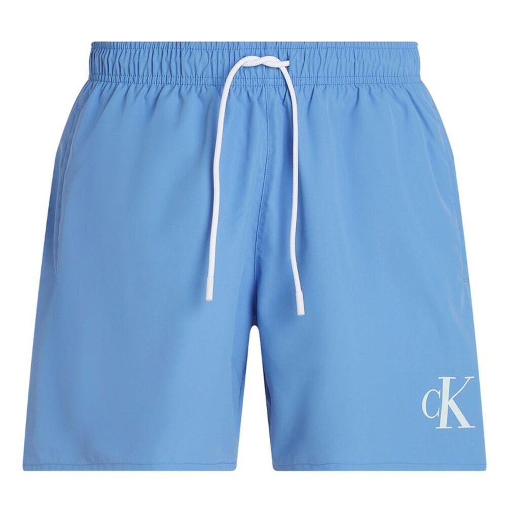 Calvin Klein Mens Contrast Logo Regular Swim Shorts / Glacier